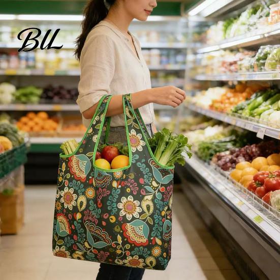 Borsa della Spesa Salvaspazio Pieghevole Grande Riutilizzabile per la Spesa con Custodia Portatile Leggera Senza Plastica Borsa a Mano Ecologica Lavabile Borsa a Telo per Esterno