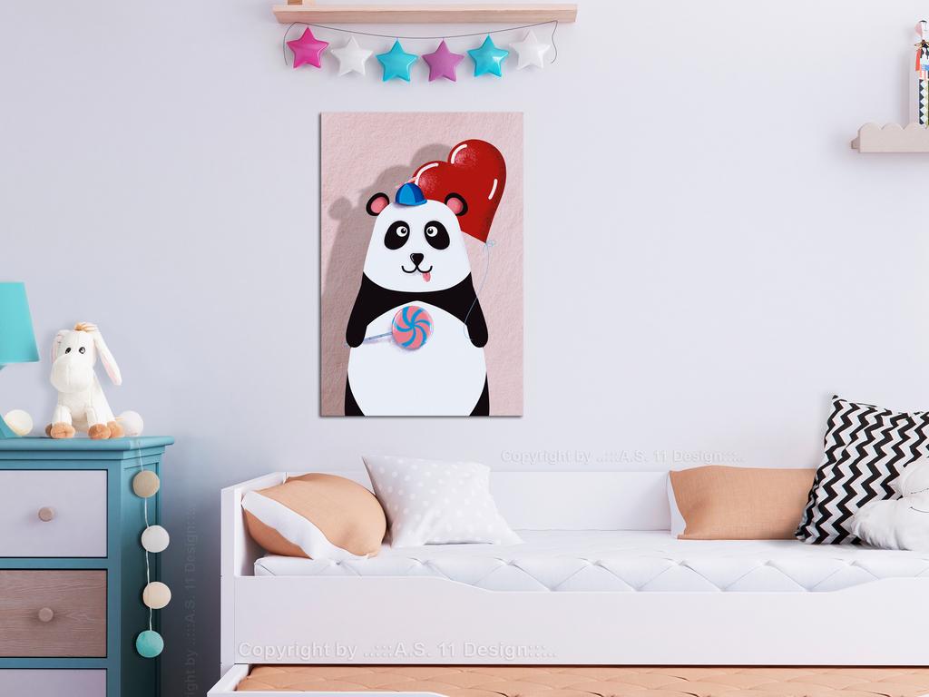 Obraz - Panda Z Balonikiem (1-Częściowy) Pionowy