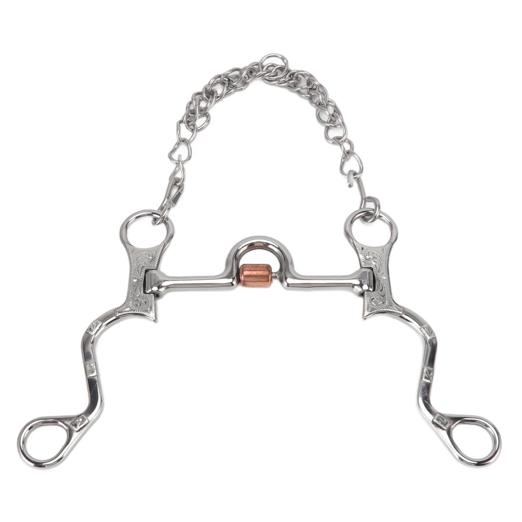 120mm Horse Mouth Snaffle with Chain Stainless Steel Horse Bit for Equestrian Training Equipment