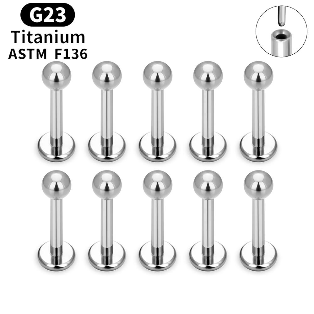

10PCS ASTM F136 G23 Titanium Piercing Labret Lip Ring Stud Earring CZ Ear Tragus Cartilage Helix Daith Pierc Jewelry 16/18/20g 16G 1.2x6x4x2mm