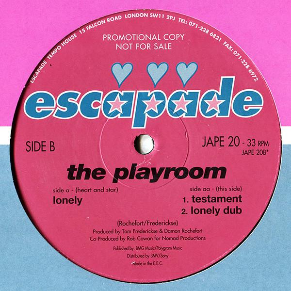 

12-дюймовая пластинка PLAYROOM Lonely JAPE20 ESCAPADE UK Танцевальная Электроника Б/У