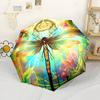 Goldene Libelle Fantasy Kompakt-Reise-Automatikschirm mit 8 Speichen Stabiler Aufbau Reise-Essential Modisches Accessoire Spirituelles Geschenk