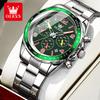 OLEVS TY714 Mens Watch Classic Fashion Original Quartz Chronograph Wristwatch Waterproof Stainless Steel Luminous Date With Box