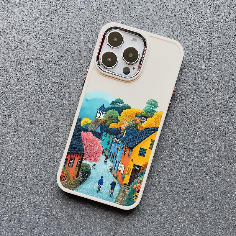 Picturesque Landscape Town Silicone Phone Case For iPhone 16 15 14 Pro Max Plus 11 12 13 Pro Max 7 8 Plus SE2 XS X XR Back Cover