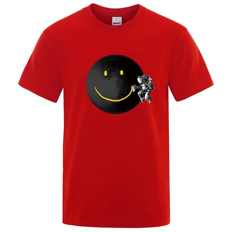 Summer Men's Cotton Funny Spaceman Printing Casual Comfortable Soft O-neck Short Sleeve T-shirt
