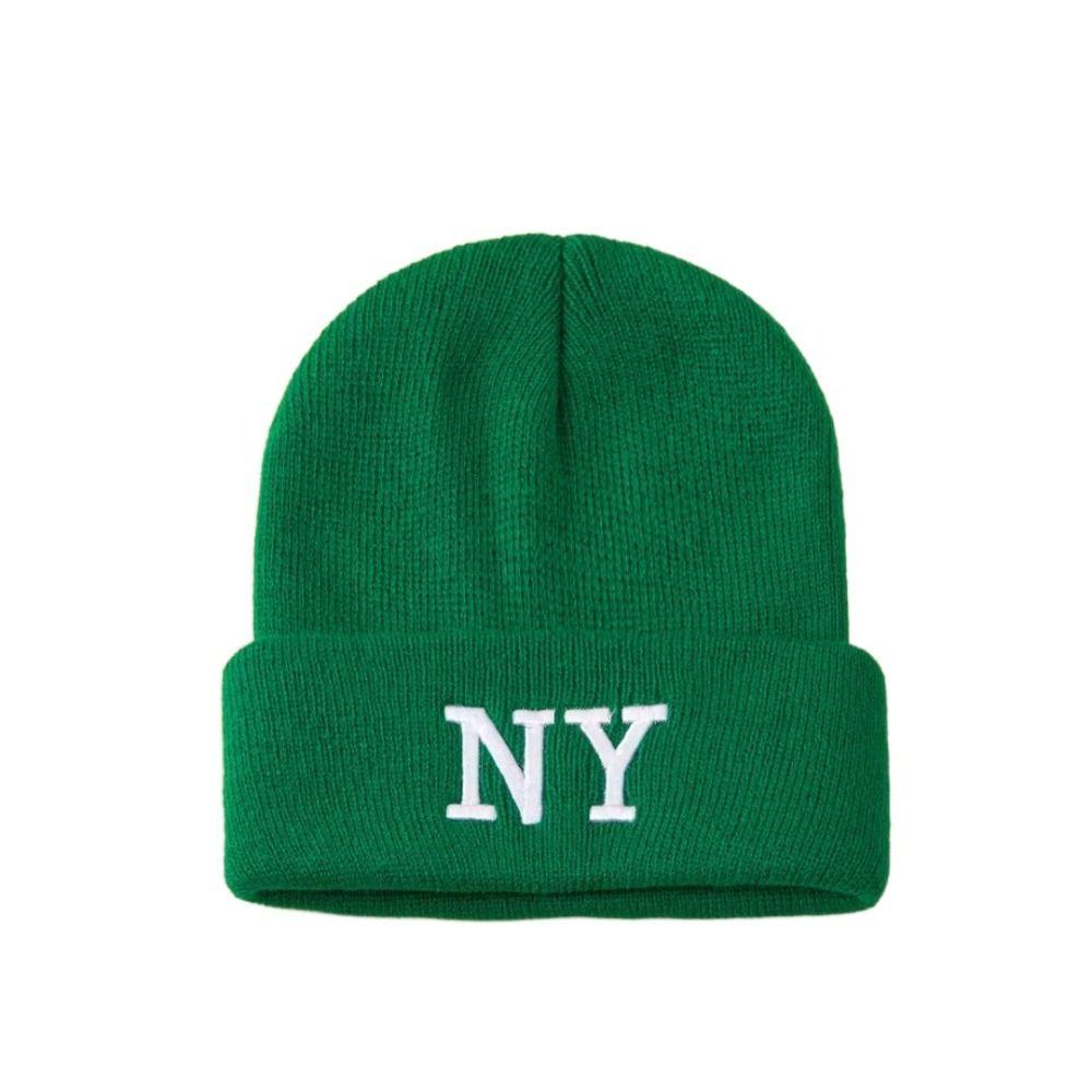 Solid Color Cold Cap Letter embroidery Knitted Skull Bonnet Winter Warm Knitted Beanies Hat  Unisex