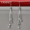 Exquisite 925 Sterling Silver Tassel Heart-Shaped Pendant Earrings for Women, Fashionable Wedding Jewelry Gift Accessories