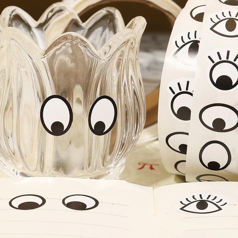 1000 Stück/Rolle Selbstklebende Augenaufkleber Mini Augenform DIY Aufkleber Schwarz Weiß Designs Halloween Party Kinderspielzeug Aufkleber