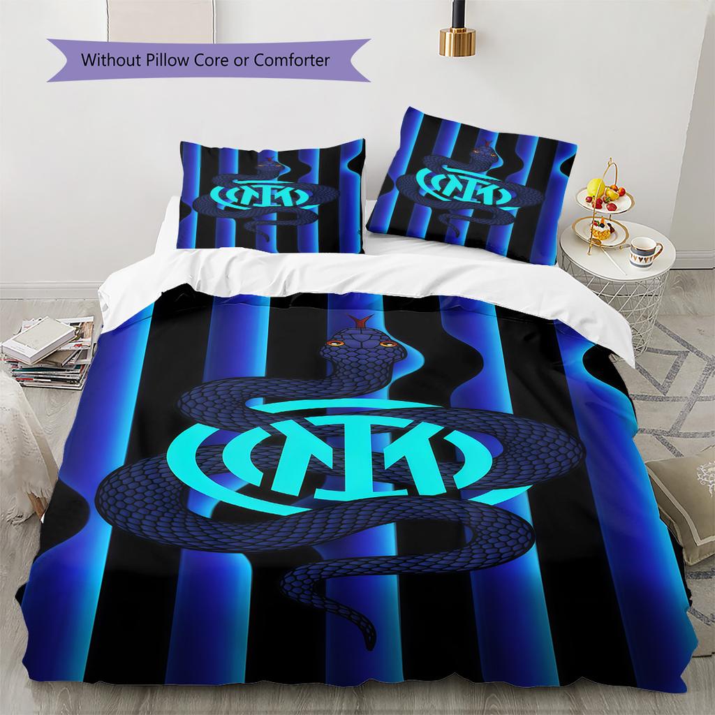 Inter logo  Pattern Bedding Quilt Set Quilt Cover Pillowcase Home Decoration Birthday Gift (1 * duvet cover + 2 * pillowcase, without core)