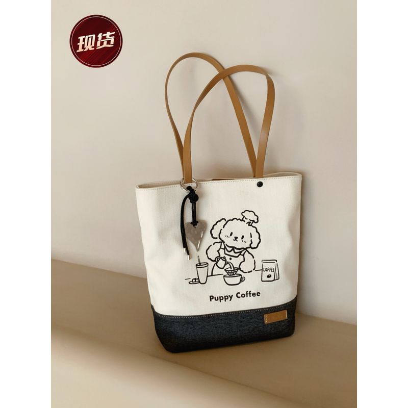 

Южный стиль Chio2nd Хлеб Щенок Кофейня Холщовая сумка Летняя холщовая сумка Женская портативная сумка Сумка через плечо