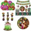 Masha and the Bear Birthday Decoration Tableware Set Cups Plate Napkins Banner Tablecloth Balloon Party Supplies Home Decor