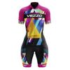 VEZZO Short-sleeved Triathlon Jumpsuit Men Women Colorful Pattern Cycling Clothes