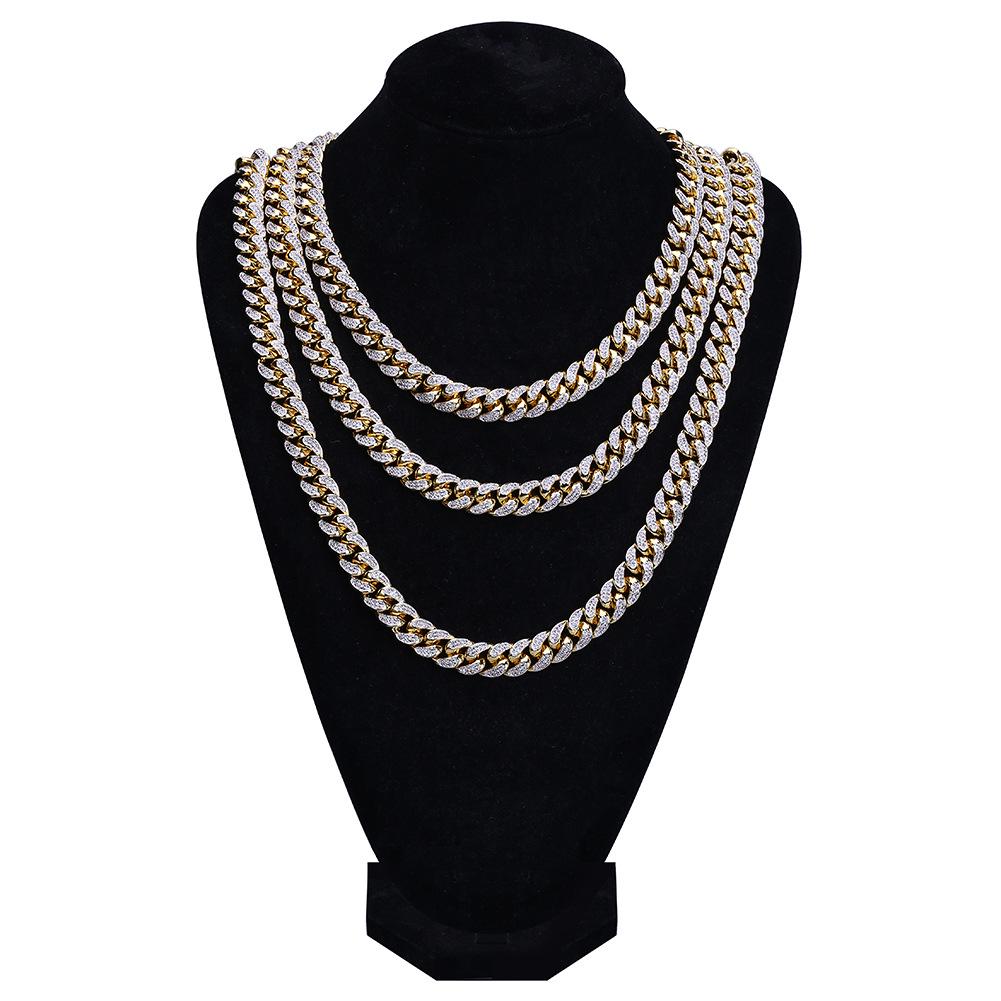 14mm 3D Zircon Hip-Hop Cuban Chain & Water Wave Bracelet for Men