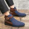 Men's Plus Size High-Top Leather Boots: Korean Style Trendy British Casual Retro Design