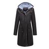 BITCED Spring/Fall Long-Sleeve Casual Trench Coat for Women Water-Resistant Hooded Solid-Color Top Striped Lining Straight-Cut Jacket