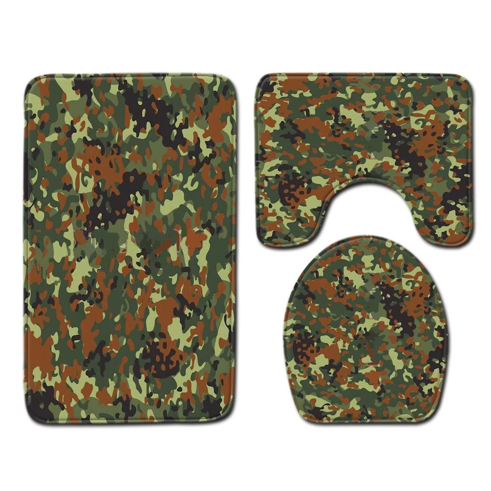 

Camouflage Bathroom Toilet Three-Piece Floor Mat Doormat Bathroom Carpet 45*75cm