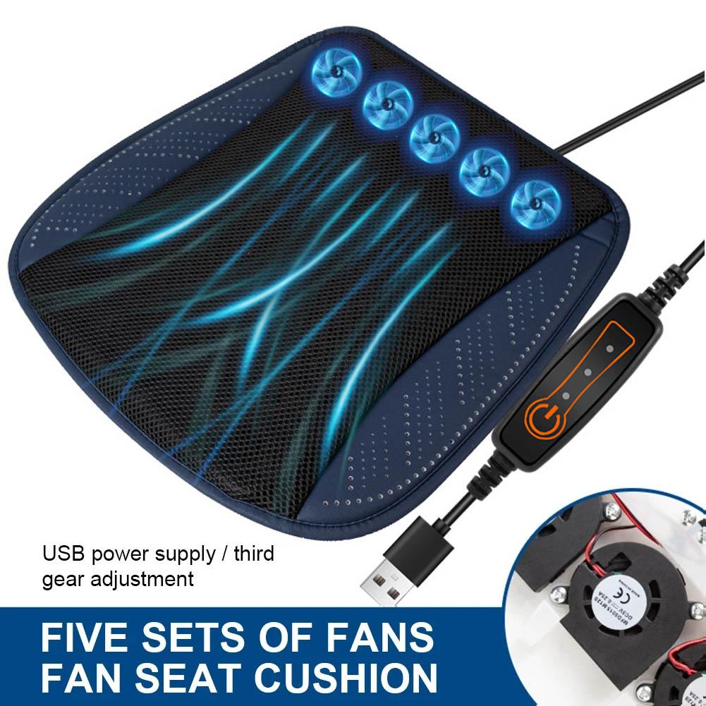 Καλοκαιρινό Δροσερό Μαξιλάρι Καθίσματος Αυτοκινήτου με Ανεμιστήρα USB Γρήγορος Αερισμός Ψύξη Καθίσματος Ψυχόμενο Αυτοκίνητο