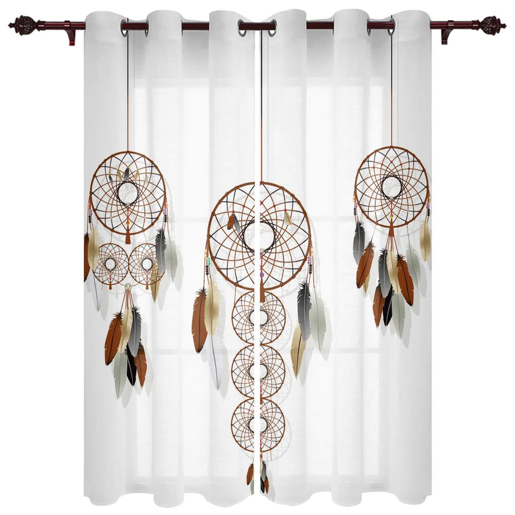 Dream Catcher Watercolor Feather Pattern Modern Window Curtains for Living Room Bedroom Curtain Blinds Drapes Door Curtains