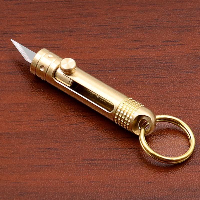 Brass Knife Keychain Pendant Outdoor Carry-on Disassembly Express Utility Knife Office Stationery Cutting Supplies