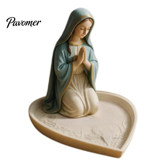 Religious Souvenir Virgin Mary Rosary Holder Resin or Jesus Figurine Jewelry Dish Our Lady Beliefs Decor Prayer Gift Catholic for Home Bedroom