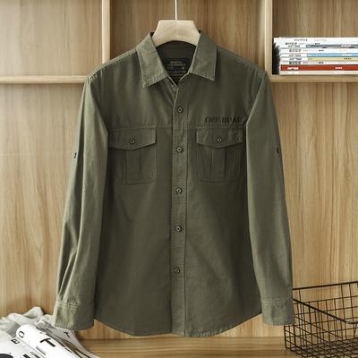 Men's Spring Japanese Retro Work Shirt Men's Loose Casual Long-Sleeved Shirt Trendy Loose Jacket Men's Clothing