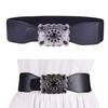 PU Waist Cincher Elegant Wide Chain for Dress Elastic PU Waistband Trendy Underbust Waist Chain Wide Belt