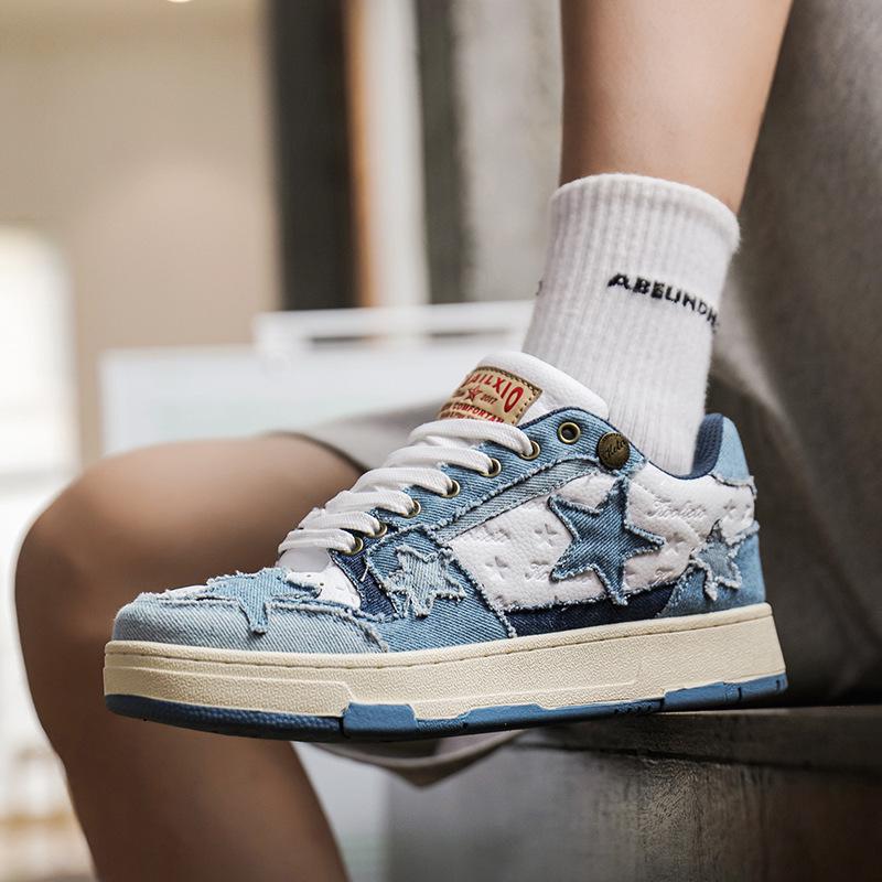 Pantofi Casual din Denim pentru Bărbați Guochao tip Skate - Versatili și Trendy