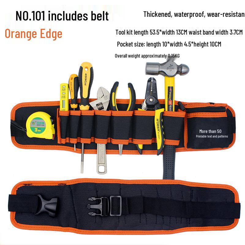 Thickened Canvas Multi-Tool Waist Bag with Large and Small Pockets for Electricians