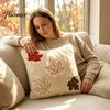 Pumpkin Pattern Pillow Shams Fall Plush Cushion Cover, Maple Leaf Embroidery Throw Autumn Decorative Cases Farmhouse Case for Thanksgiving Home Decor