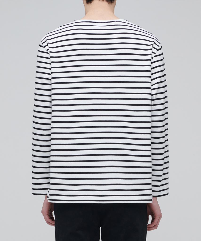 MUSINSA STANDARD Striped Boat Neck Long Sleeve T-Shirt [Ivory/Black]