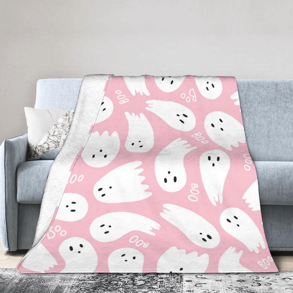 Halloween Pattern Ghosts Pumpkin Blankets Coral Fleece Plush Summer Air Conditioning Warm Throw Blanket for Bed Car Rug Piece