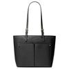 Moda Jet Set Informal Color Sólido Logo Poliuretano Bolso Tote Bolso de Compras Bolso de Mano Mediano para Mujer Negro