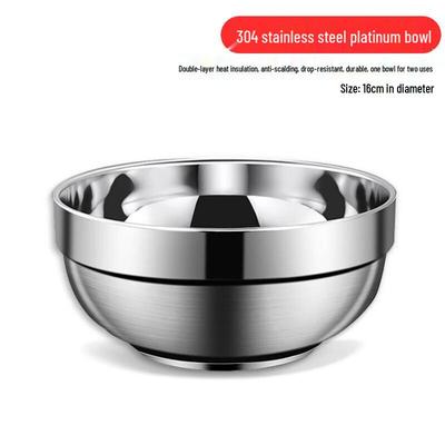 JingJingRS 304 Stainless Steel Double-Layer Insulated Bowl