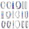 925 Silver Earrings Sparking Colorful Zirconia Hoop Earrings For Women Girls Party Anniversary Jewelry Gifts