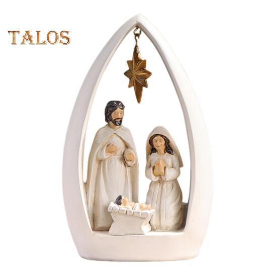 

Святе сімейство Смоляна фігурка Різдва Адвент Статуя Йосип Діва Марія Народження Ісуса Скульптура Домашній офіс Декорація робочого столу Орнамент білий