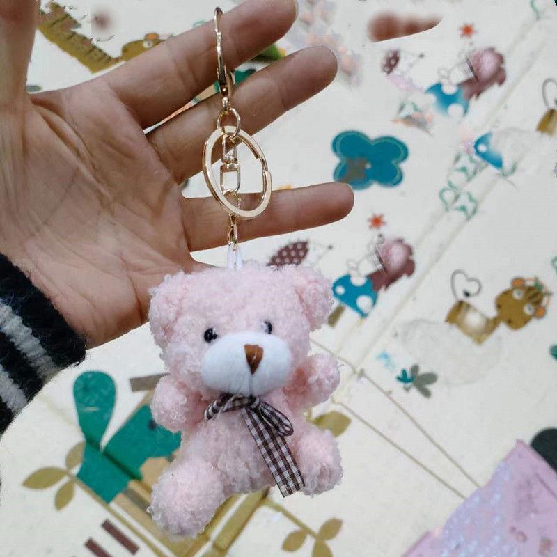 Cute Bow Tie Teddy Bear Keychain: Plush Toy Pendant for Backpack Decoration