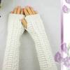 Japanese Korean Autumn and Winter Yarn Extended Open Finger Gloves Women Long Sleeve Cover Fashion Warm Long Gloves