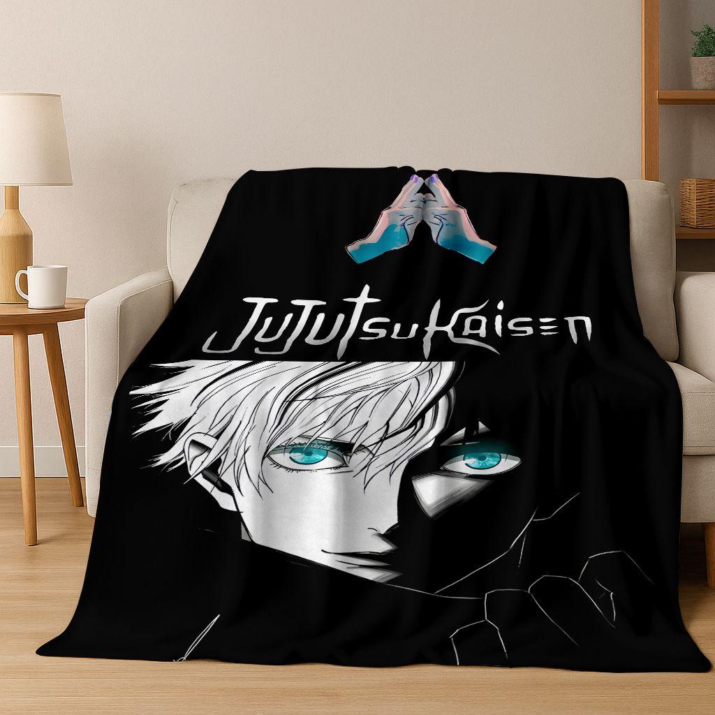 Anime Jujutsu Kaisen Yuji Satoru Cartoon Flanelldecke, Gemütliche Weiche Überwurfdecke für Zuhause Schlafzimmer Bett Sofa Picknick Abdeckung Geschenk Kind