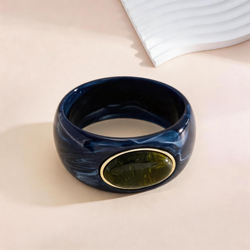 DIEZI Hip Hop Irregular Resin Acrylic Gem Stone Bangles Ethnic Geometric Wide Cuff Bangles For Women Men New Bracelet Jewelry