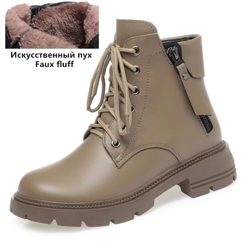 Fashion AIYUQI Women Ankle Boots Genuine Leather 2025 New Wool Warm Women Winter Boots Fashion British Sstyle Women Snow Boots