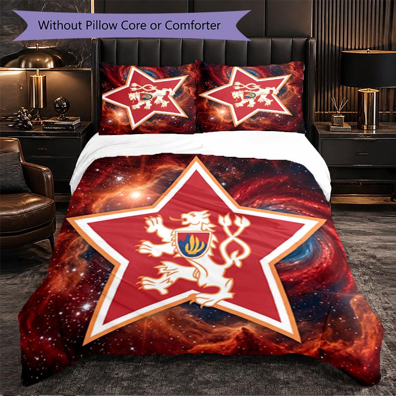 Czech Republi Football Pattern 3 Pieces Bedding Set Soft Microfiber Duvet Cover with Pillow Cases for Bedroom