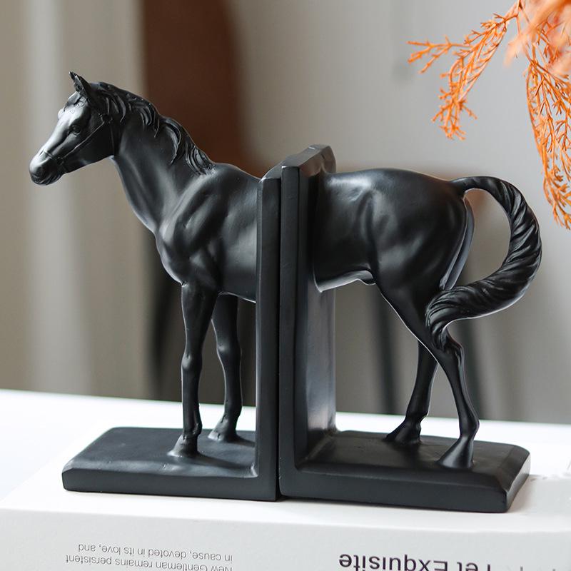 Chinese Retro Horse Bookend Ornament for Study or Desk Decor