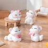 4Pcs/set Cartoon Bow Cat Animal Miniatures Resin Ornaments Fairy Garden Decoration Moss Terrarium Micro Landscape