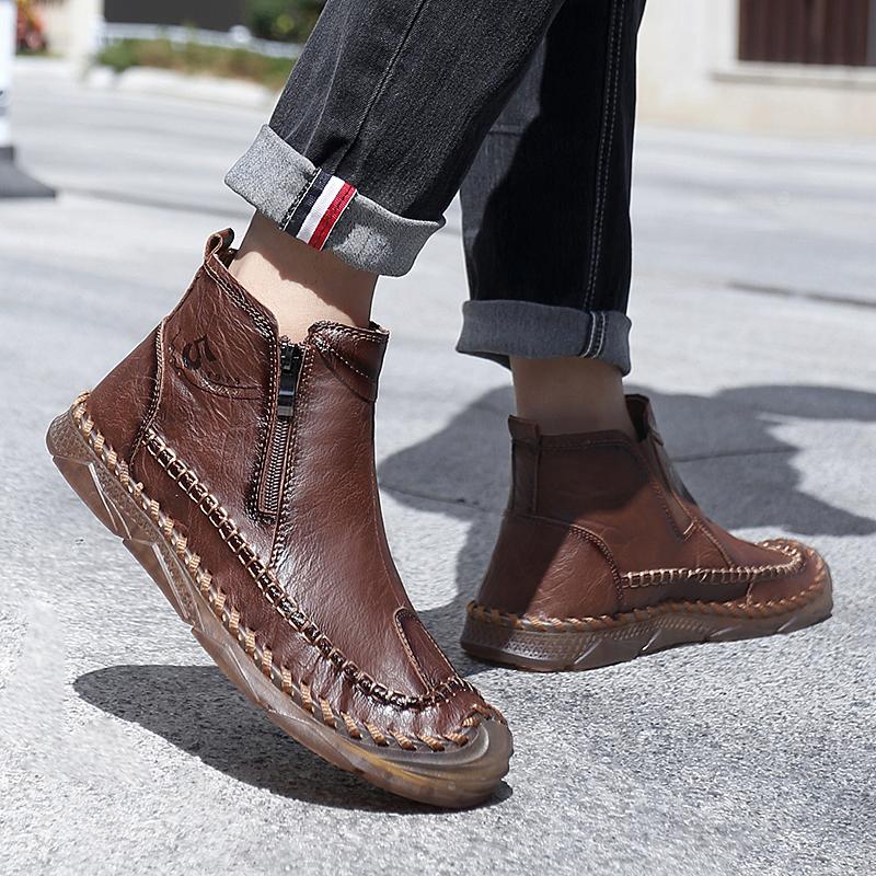 Fashion Fashion Cowboy Men's Motocross Boots Casual Slip on Business Boots High Top Leisure Walking Footwear 2025 New Male Chelsea Boots