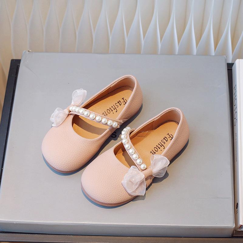 Kids Girls Soft Sole Pearl Princess Leather Shoes Fashion Casual Dance Shoes
