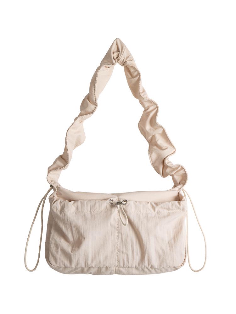 

Корейская ретро-плиссированная кружевная сумка Cloud Bag - женская нейлоновая сумка-тоут через плечо с завязкой бежевый