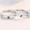 2Pcs Silver Color Sun Moon Couple Rings For Women Romantic Day Night Letter Ring Lover Engagement Banquet Jewelry Dating Gift