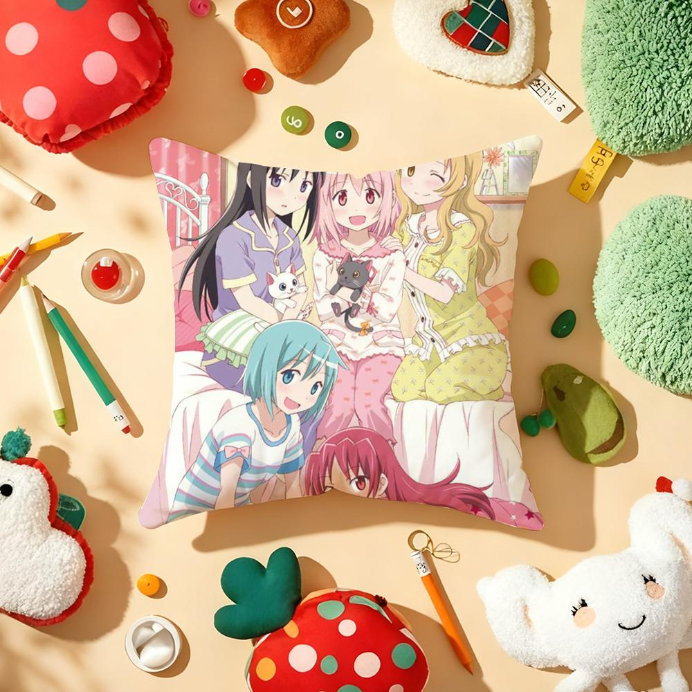 Cushion Cover Plush Fabric Soft DoubleSided Printed Sofa Warm Winter Home Gift Pillow Cover PPuella MMagi Madoka Magica