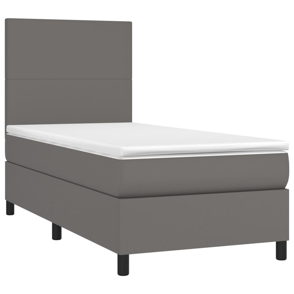 Vidaxl Letto Continentale Con Materasso, Grigio, Ecopelle 90X200 Cm