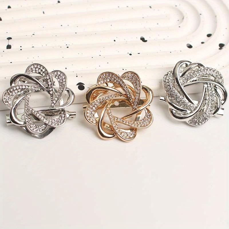 Moda Luxo Cristal Twist Round Silk Scarf Buckle Broches De Seda Clássicos Pins De Roupa De Senhora Requintada